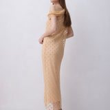 PEACH SPOT LACE SWAY DRESS