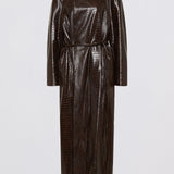 CHOCOLATE FAUX LEATHER VOID COAT