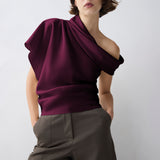 PLUM SATIN SWAY TOP