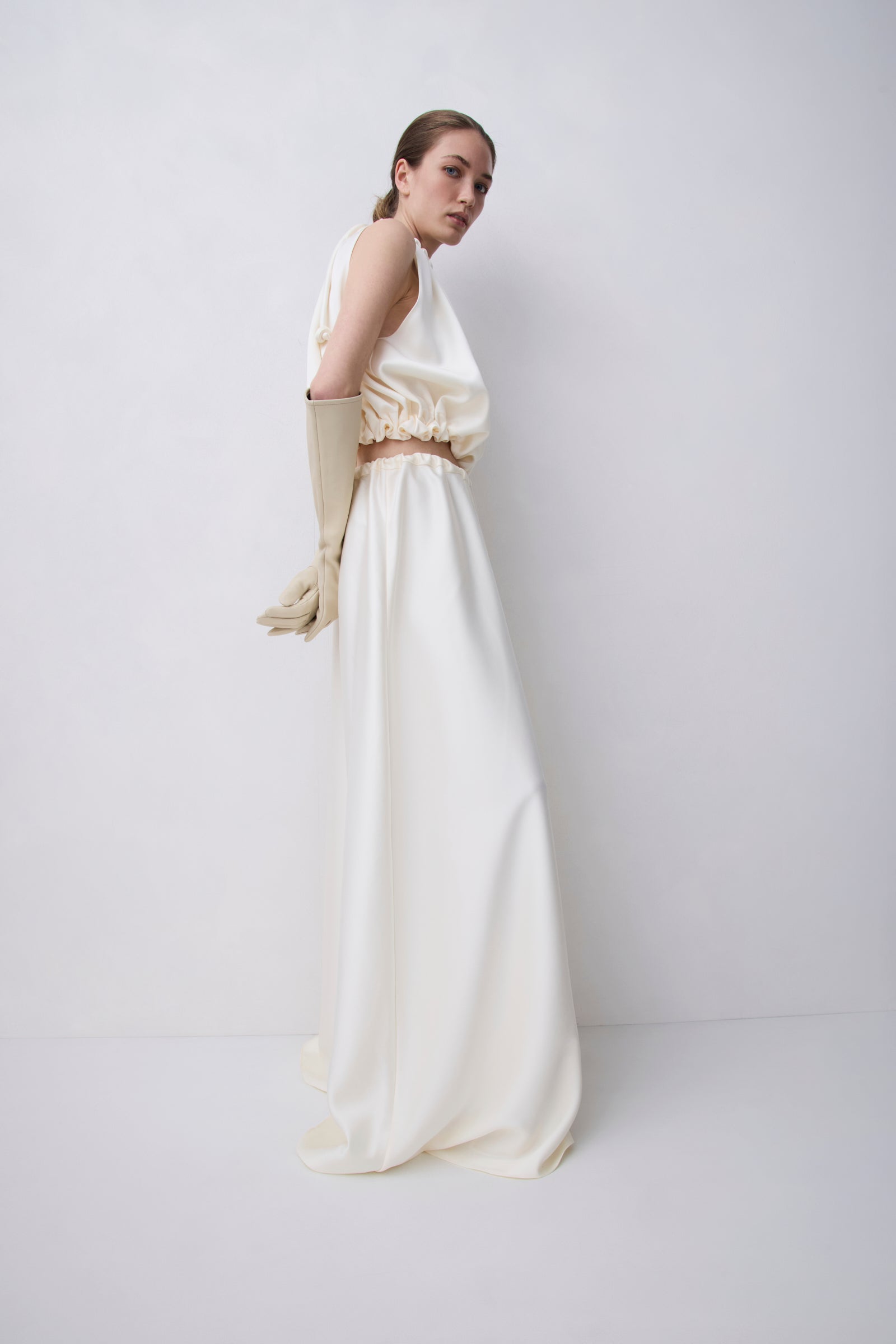 CREAM SATIN RENEWAL SKIRT