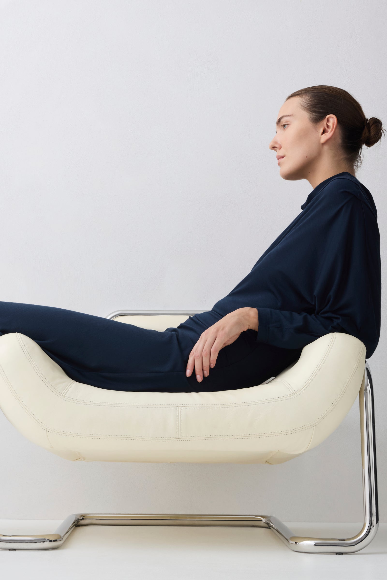 NAVY MERINO DECODE LONG SLEEVE DRESS
