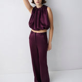 PLUM SATIN EMERGE TOP