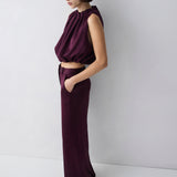 PLUM SATIN EMERGE TOP