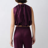 PLUM SATIN EMERGE TOP