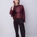 PLUM SILK CHIFFON LUELLA TOP