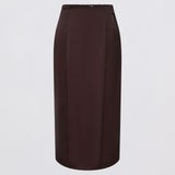 Brown pencil skirt on a light gray background