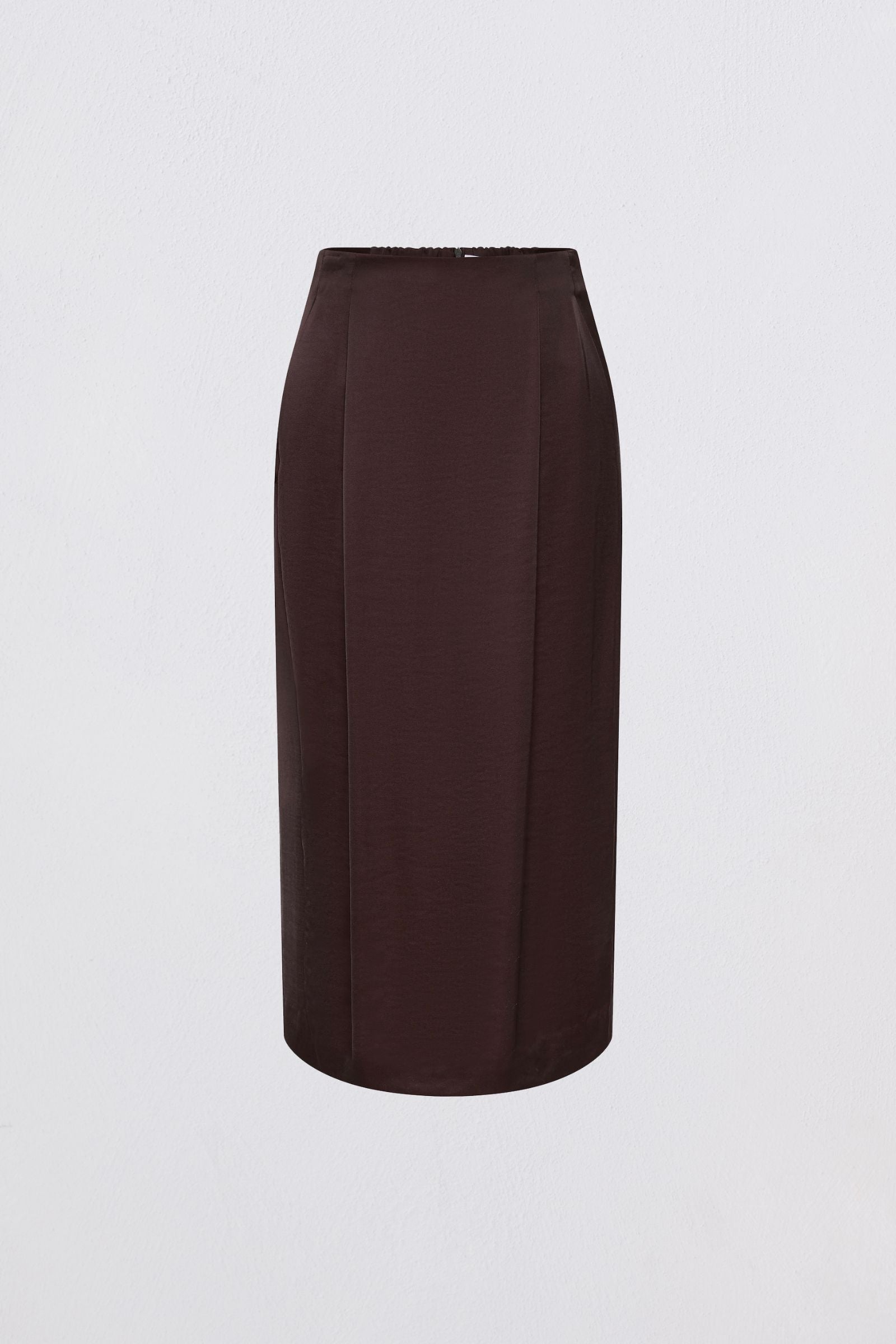 Brown pencil skirt on a light gray background