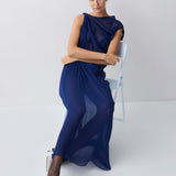 ROYAL SILK GEORGETTE TUMBLE DRESS