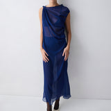 ROYAL SILK GEORGETTE TUMBLE DRESS