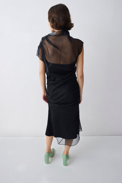 blue dress for baby girl High-neck SIlk Organza Dress |L E H A – YEAR END main image 0