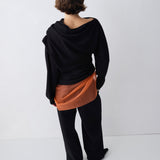 BLACK WOOL JERSEY DECODE LONG SEELVE TOP