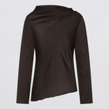 Brown long-sleeve top on a light gray background