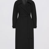 BLACK WOOL SUITING EVOLVE COAT