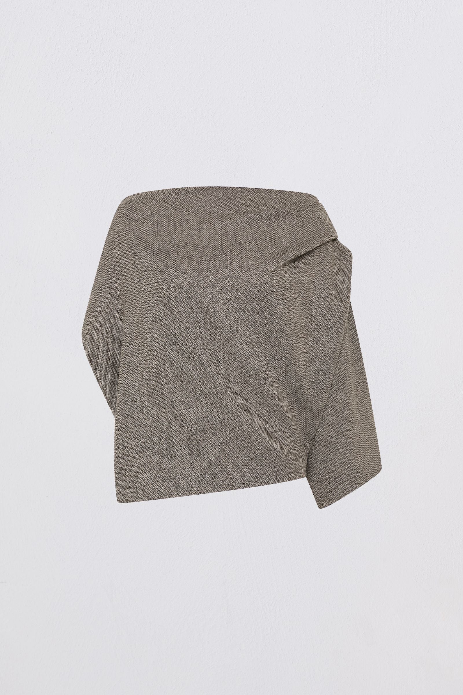 Gray draped fabric on a white background