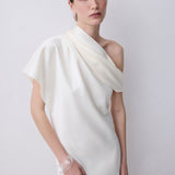 CREAM SATIN SWAY GOWN