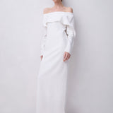 IVORY SATIN CREPE BIJOU GOWN