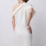 CREAM SATIN SWAY GOWN