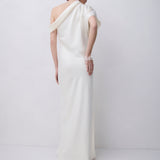 CREAM SATIN SWAY GOWN