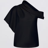 BLACK SATIN SWAY TOP