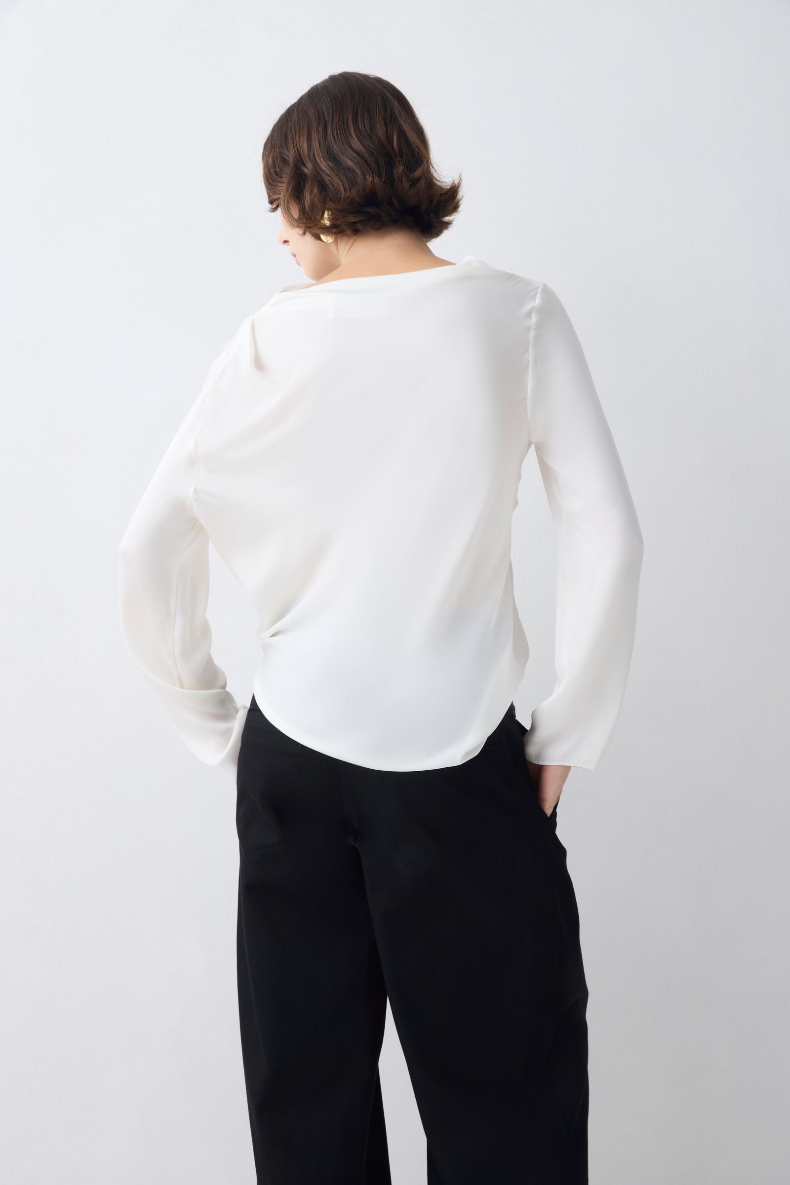 IVORY SILK CEZANNE LONG SLEEVE TOP – Bianca Spender