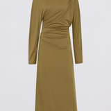 KHAKI MERINO DECODE LONG SLEEVE DRESS