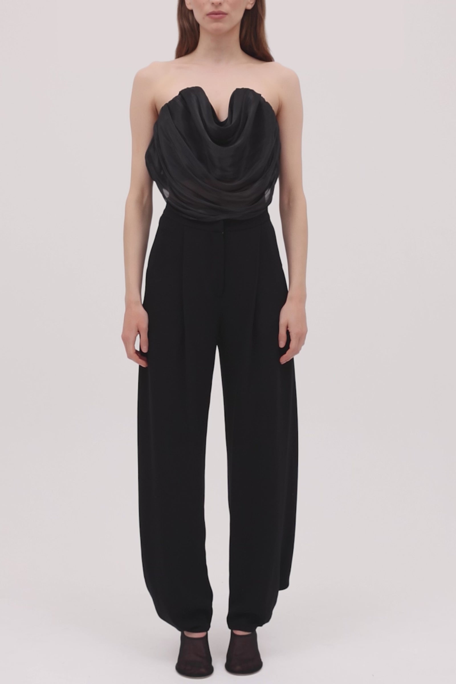 BLACK LIQUID ORGANZA TIDAL BUSTIER TOP