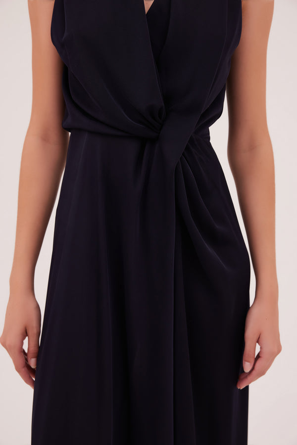 NAVY JERSEY ENTWINED SHORT DRESS