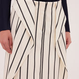 ECRU STRIPE TWILL IMPINGE SKIRT
