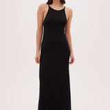 BLACK RIB KINETIC SLIP DRESS