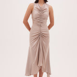 SAND SATIN MERET DRESS