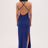 COBALT SPOTTED CDC GOYA SLIP DRESS