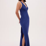COBALT SPOTTED CDC GOYA SLIP DRESS