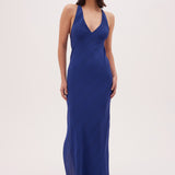 COBALT SPOTTED CDC GOYA SLIP DRESS