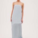 AQUA SATIN ALINA DRESS