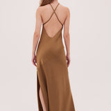 GOLD SATIN CREPE FRIDA DRESS