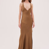 GOLD SATIN CREPE FRIDA DRESS
