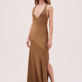 GOLD SATIN CREPE FRIDA DRESS