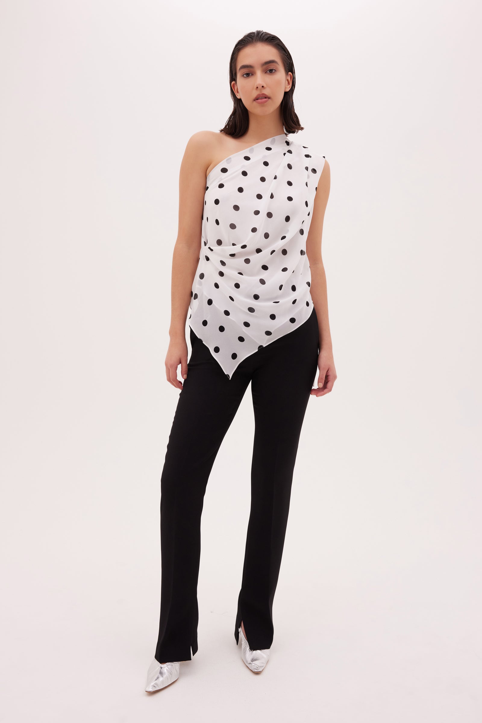 WHITE SPOTTED GGT ANTONIA TOP