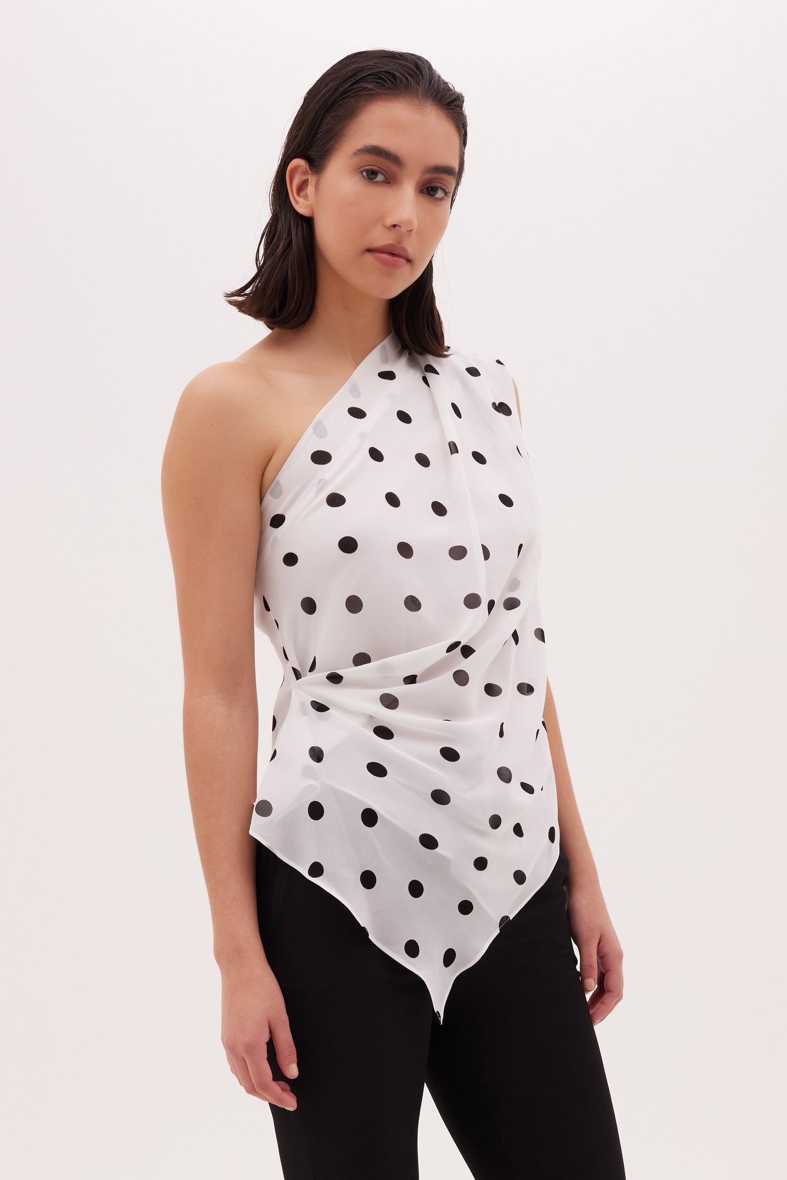 WHITE SPOTTED GGT ANTONIA TOP