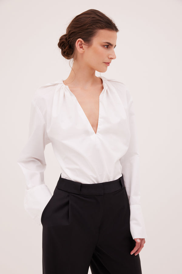 BLACK WOOL SUITING KENT PANT