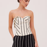 ECRU STRIPE TWILL REFLECTED BUSTIER