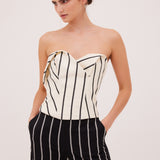 ECRU STRIPE TWILL REFLECTED BUSTIER