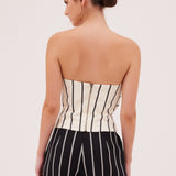 ECRU STRIPE TWILL REFLECTED BUSTIER