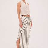 ECRU STRIPE TWILL IMPINGE SKIRT