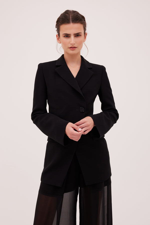 BLACK CREPE CANDID JACKET
