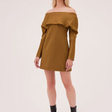 GOLD SATIN BIJOU MINI DRESS