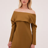 GOLD SATIN BIJOU MINI DRESS