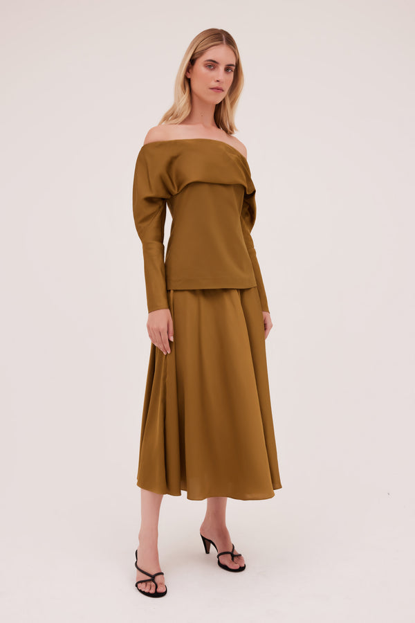 GOLD SATIN GARANCE SKIRT