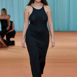 BLACK RIB KINETIC SLIP DRESS