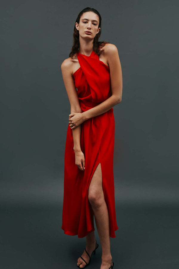 RED SILK LOOKING GLASS TOP